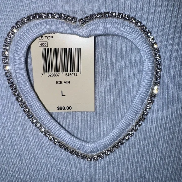 Chic Light Blue Top with Heart Accent - Picture 3 of 6